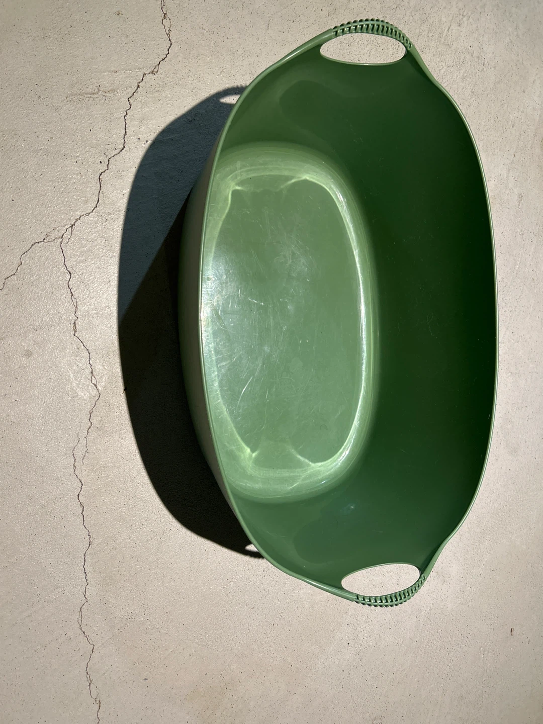 Green Plastic Basin with Handles
