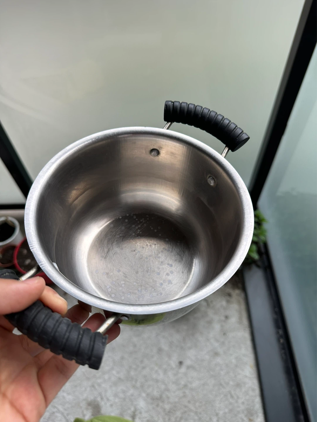 Stainless Steel Pot with Black Handles