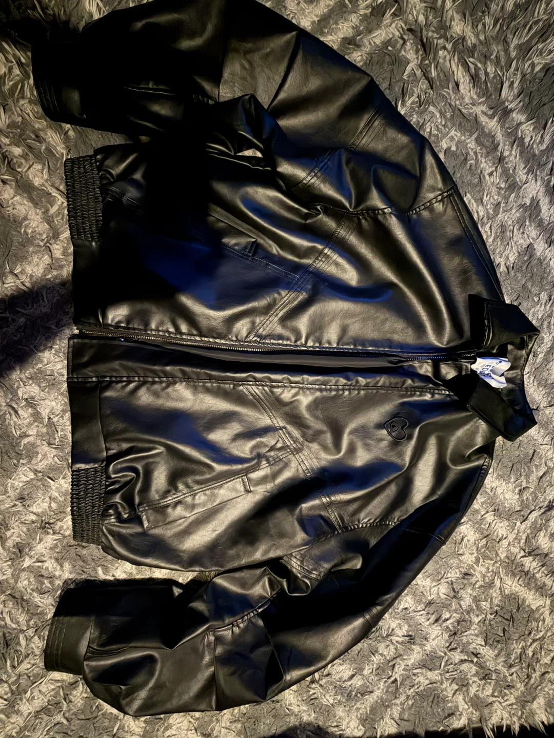 Unisex Black Leather Jacket XL
