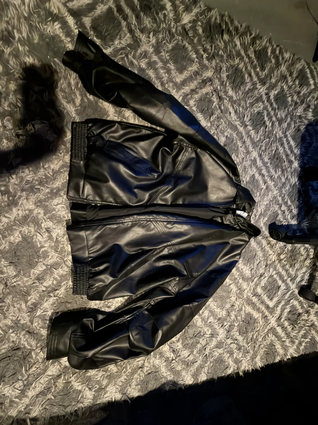 Unisex Black Leather Jacket XL - photo 2