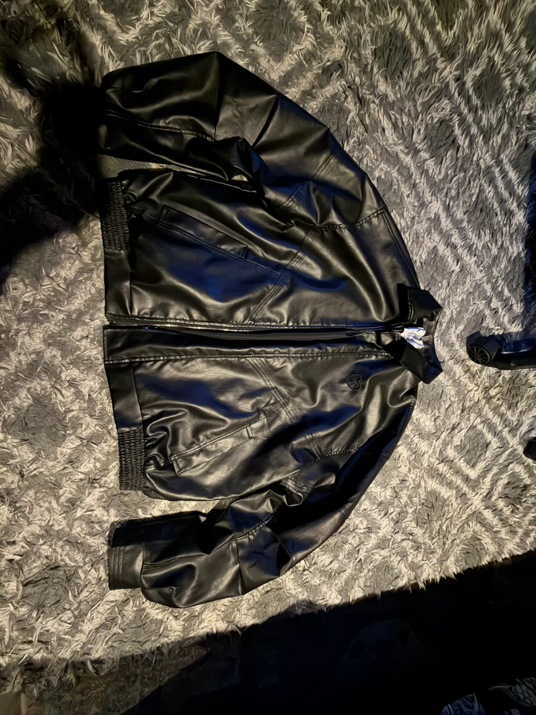 Unisex Black Leather Jacket XL - photo 3