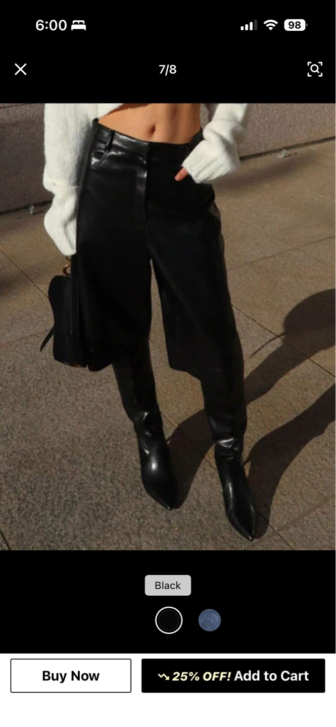 Black Faux Leather Culottes