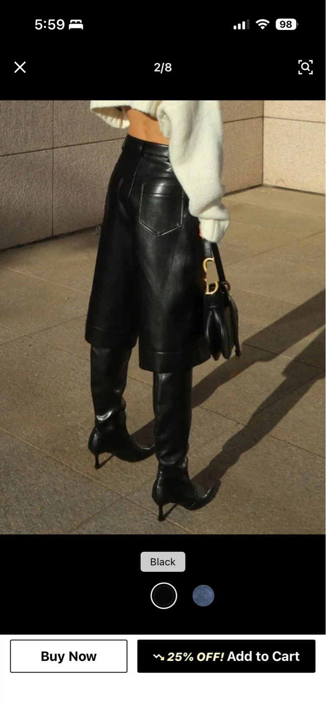 Black Faux Leather Culottes - photo 3