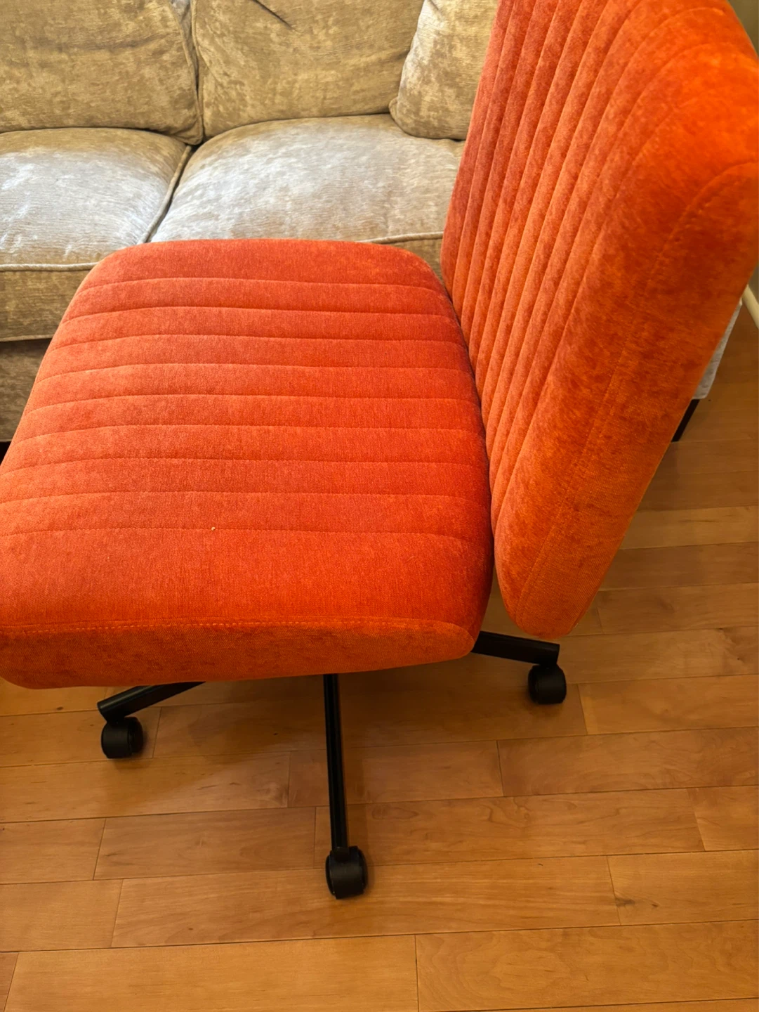 Orange Chenille Swivel/Office Chair with Wheels - photo 2