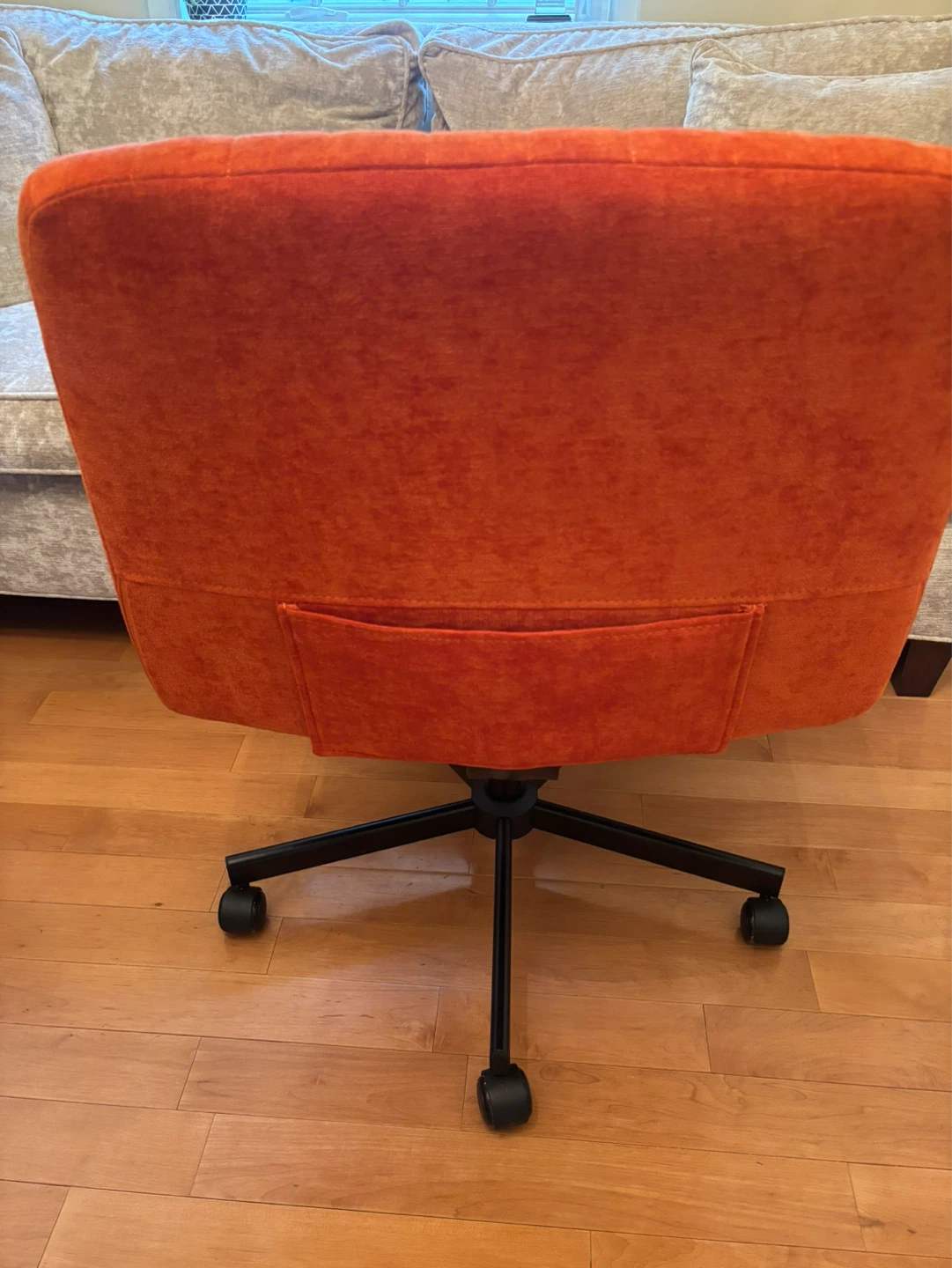 Orange Chenille Swivel/Office Chair with Wheels - photo 3