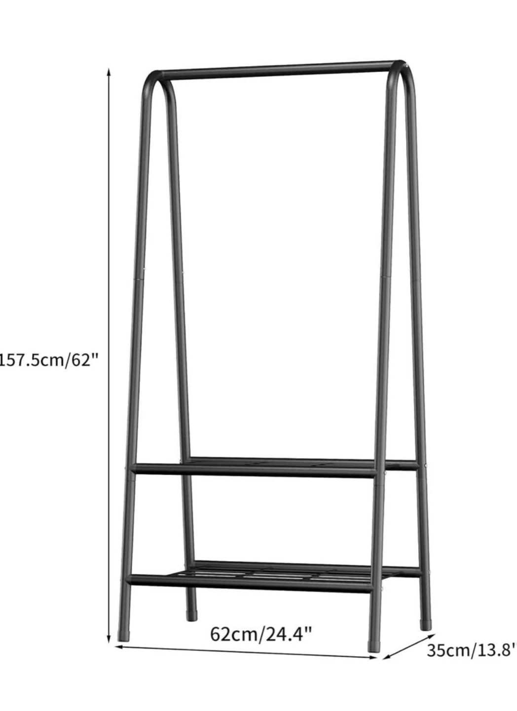 Black Metal Garment Rack with Shelves - photo 2