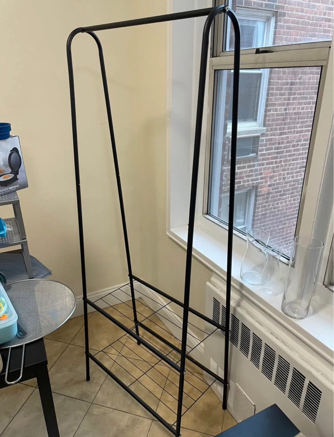 Black Metal Garment Rack with Shelves