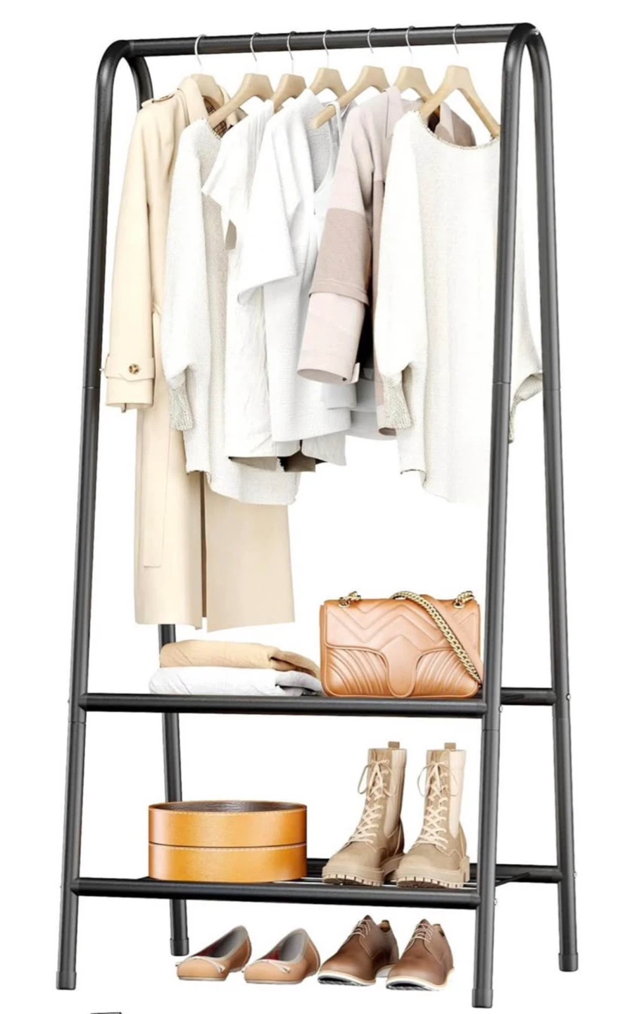 Black Metal Garment Rack with Shelves - photo 4