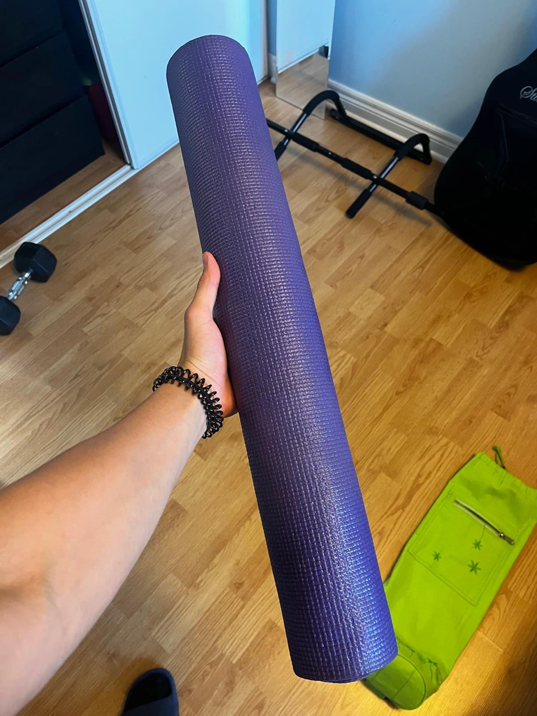 Purple Yoga Mat with Green Embroidered Bag 172 CM - photo 5