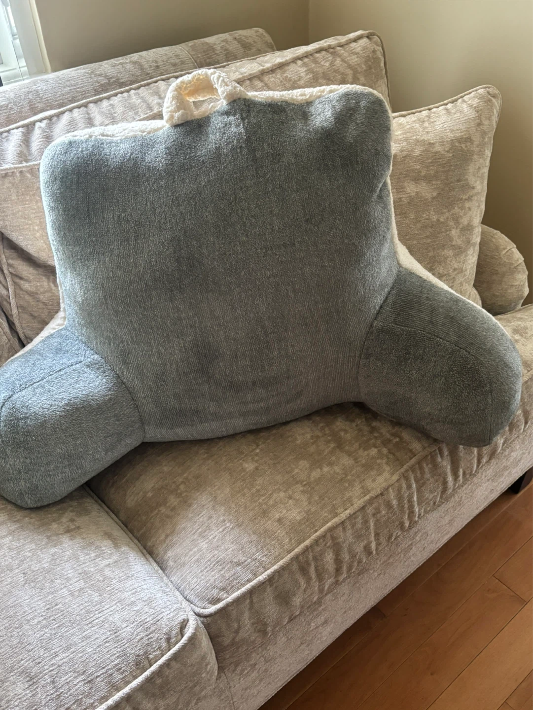 Gray Reading Pillow with Arms