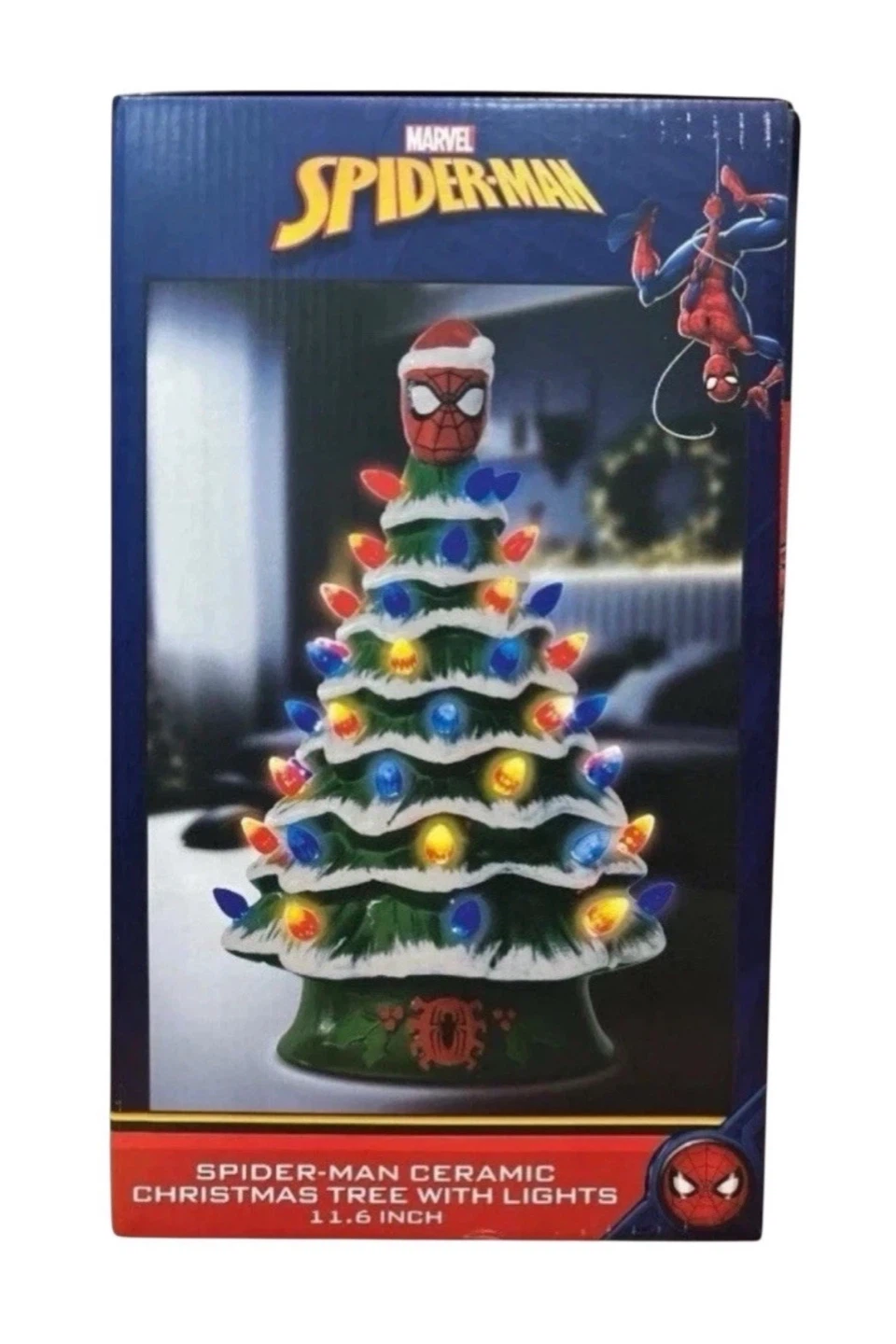 Marvel Spider-Man Ceramic Christmas Tree with Lights 11.6in