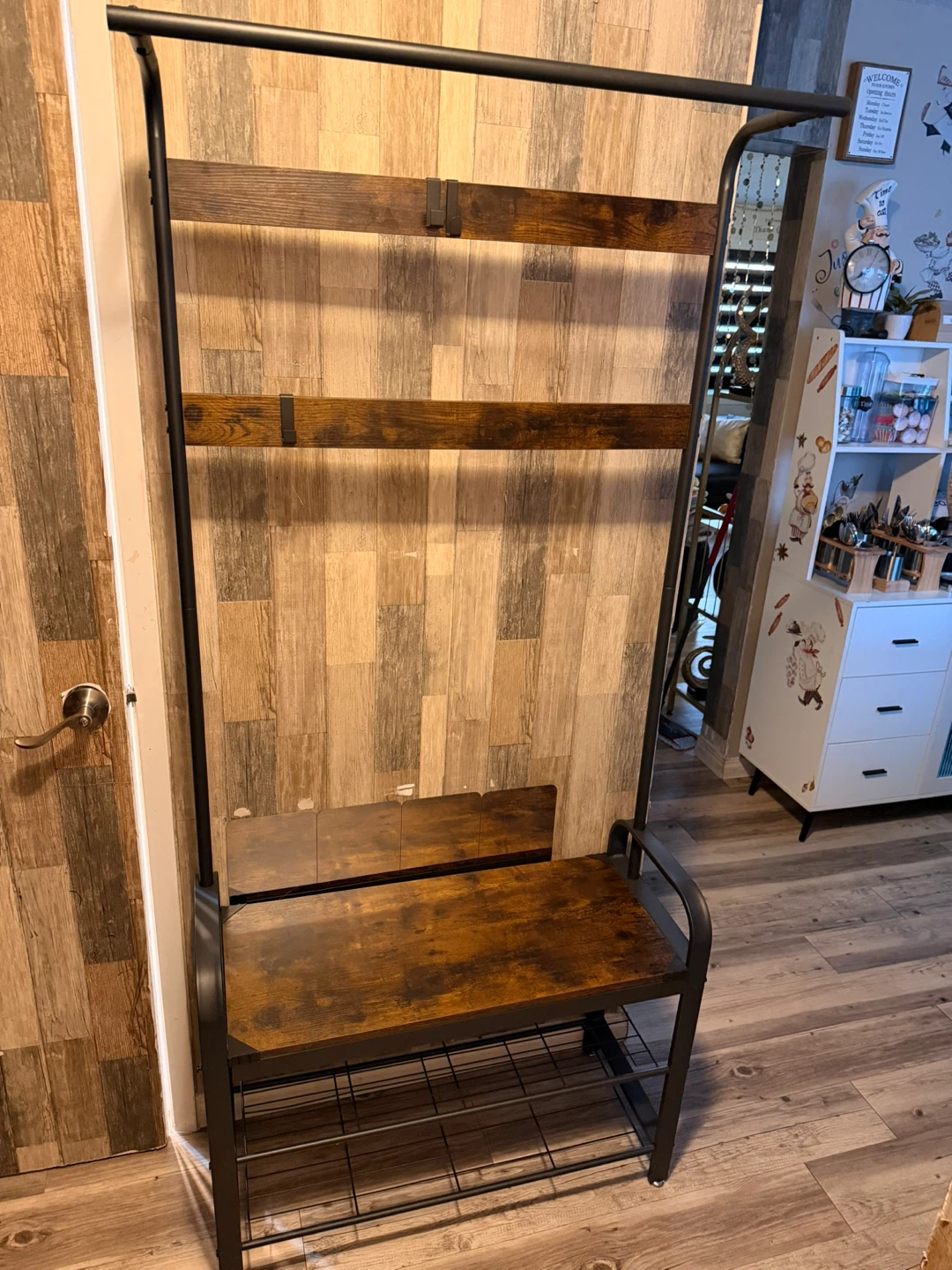 Hall Tree coat rack with Bench and Shoe Rack - photo 2