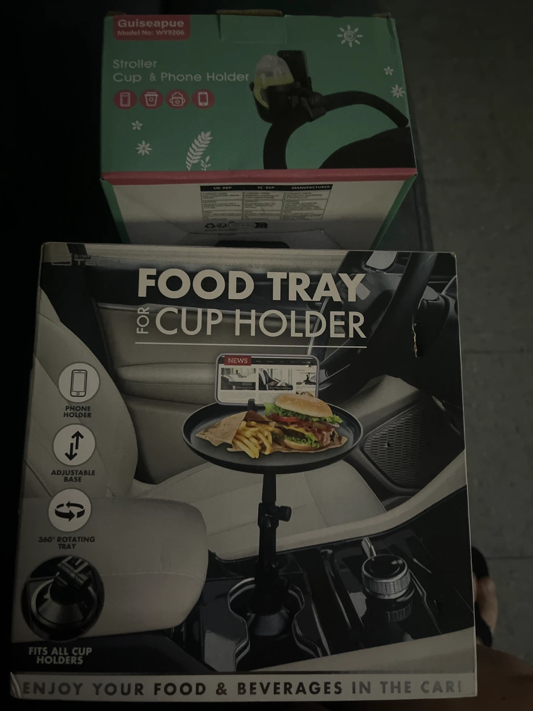 Car Food Tray & Cup Holder with Phone Mount
