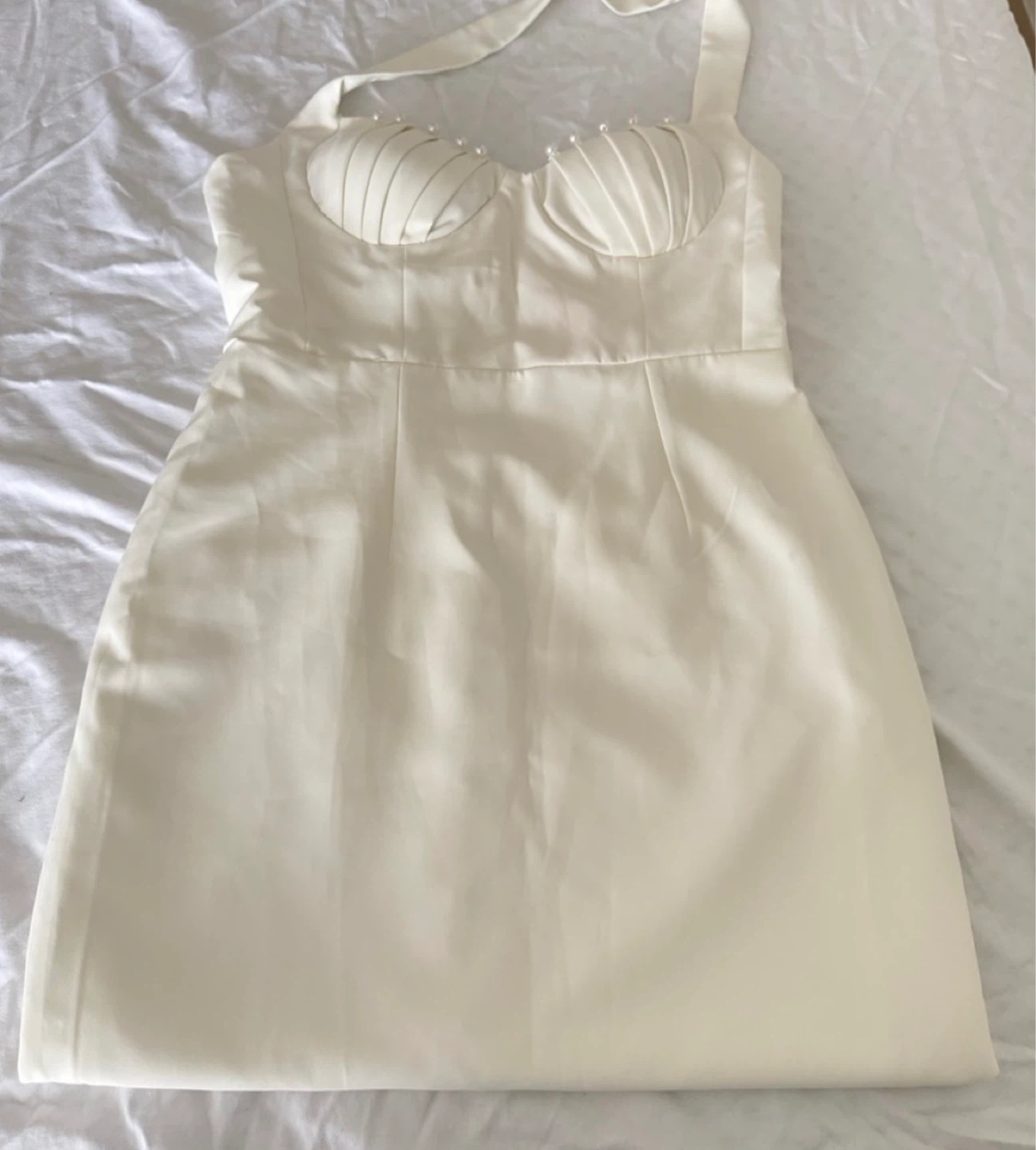 White Halter Neck Midi Dress - photo 4