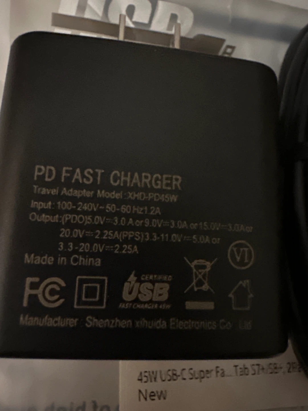 PD Fast Charger Travel Adapter 45W USB-C with Cable - photo 3