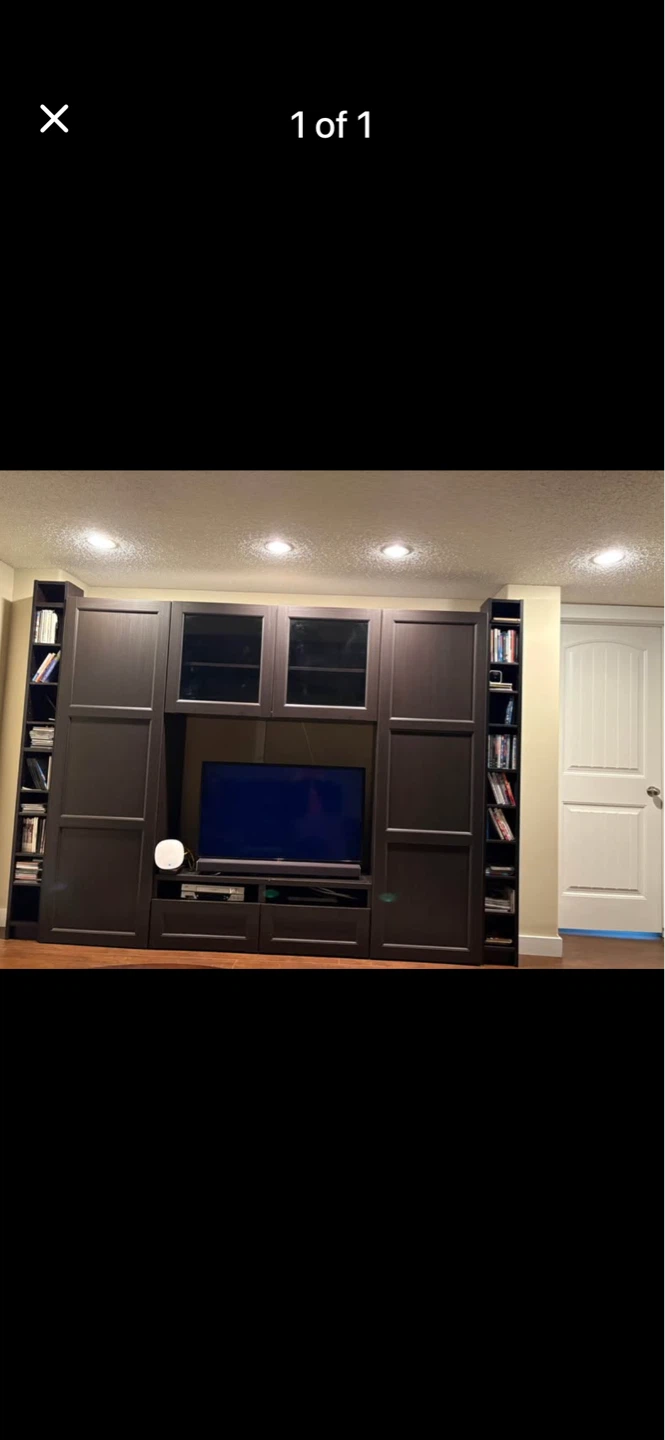 Dark Brown Entertainment Unit with Shelving