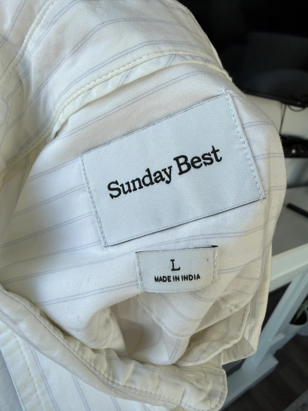 Aritzia Sunday Best White Pinstripe Cropped Button-Up Shirt - photo 5