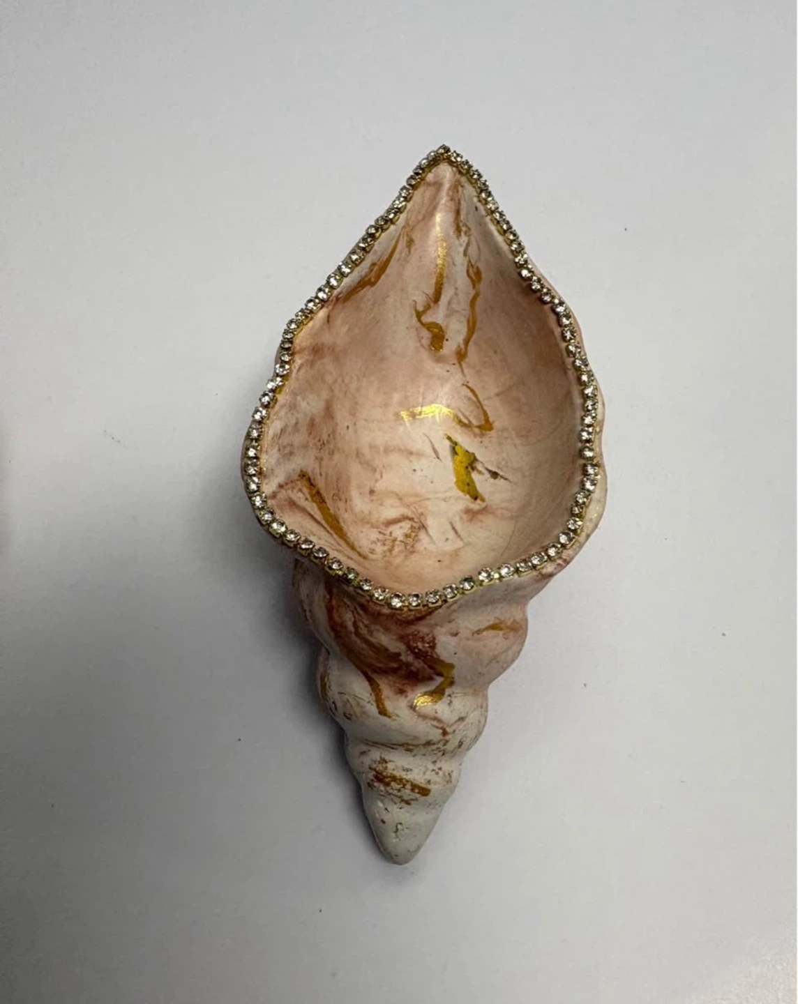 Handmade brown and gold marble coastal seashell trinket - photo 3
