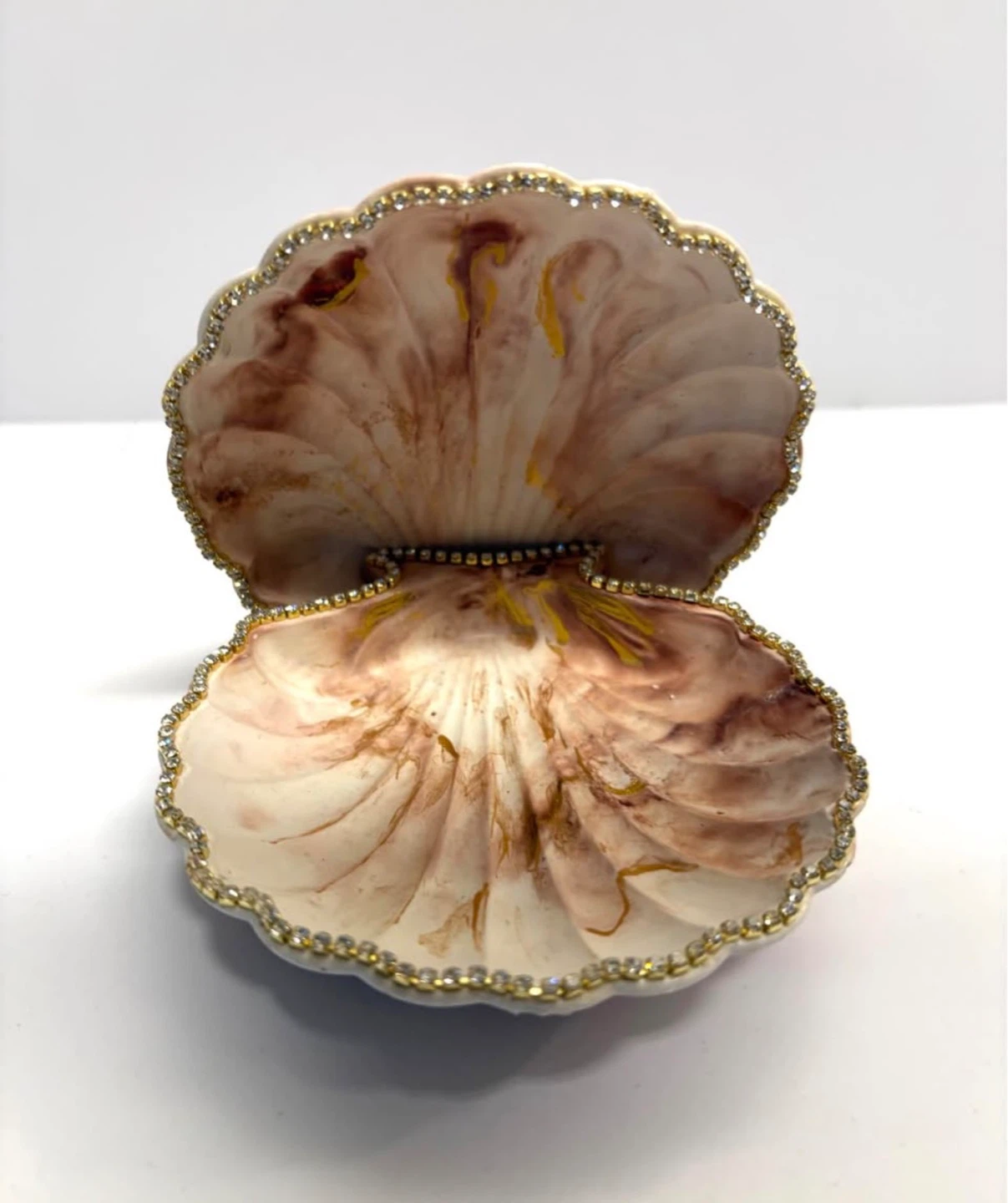 Handmade brown and gold marble coastal seashell trinket - photo 2