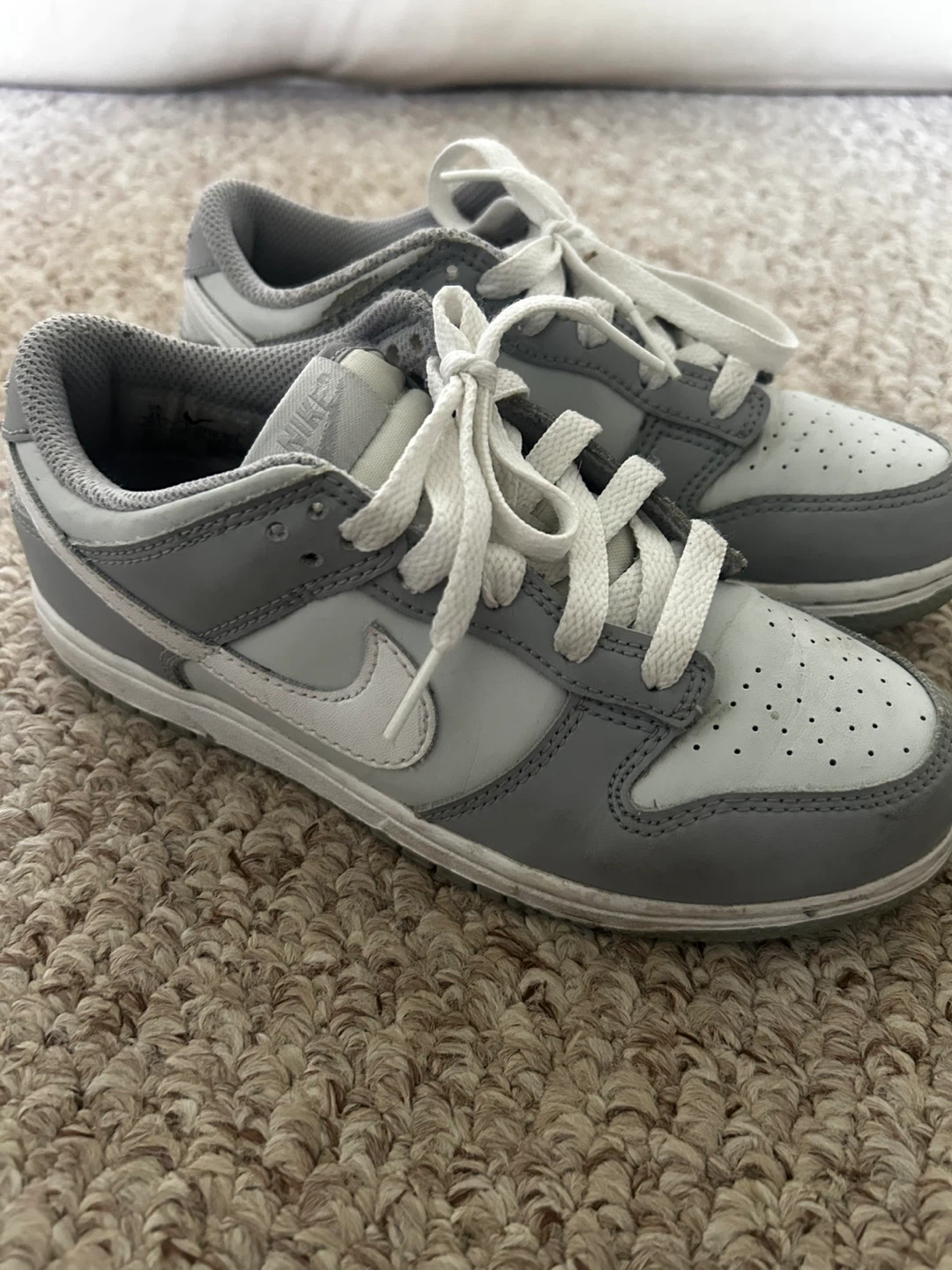 Nike Dunk Low Grey White Sneakers Kids 2Y