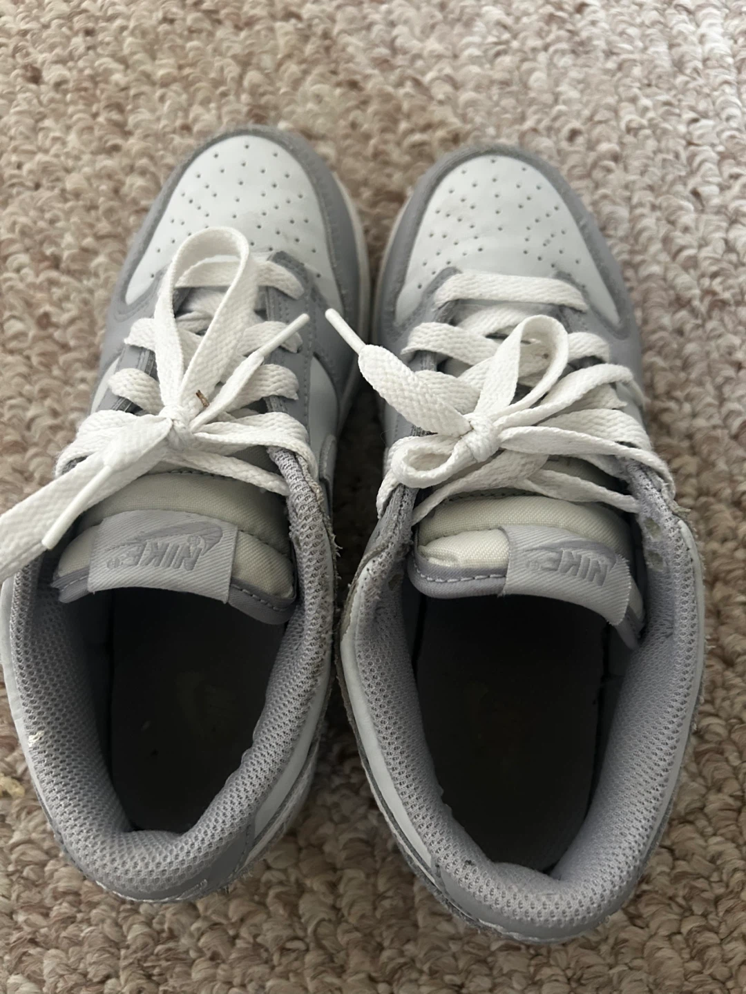 Nike Dunk Low Grey White Sneakers Kids 2Y - photo 3