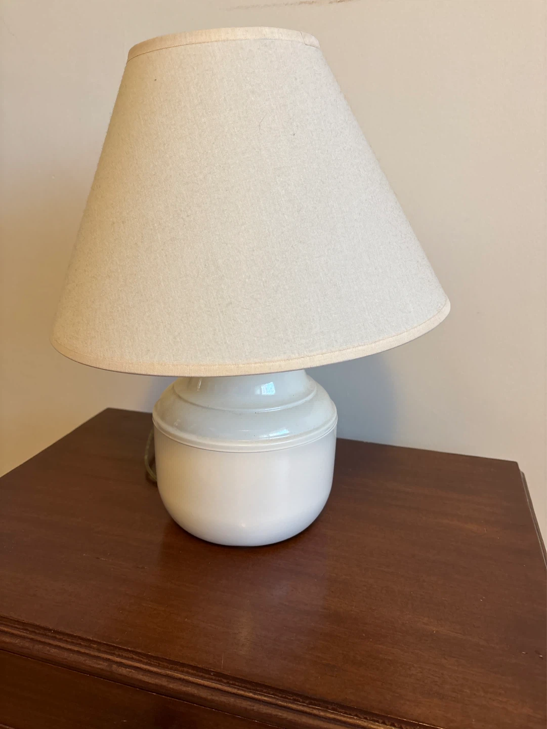 White Table Lamp with Beige Shade