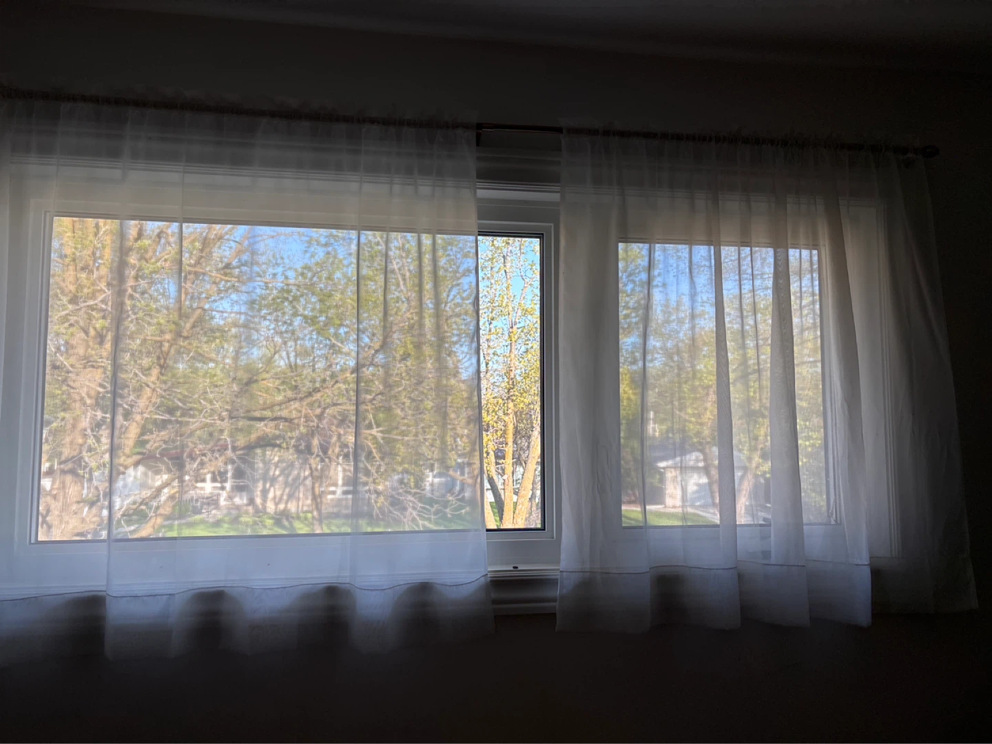 White Sheer Curtains and rod