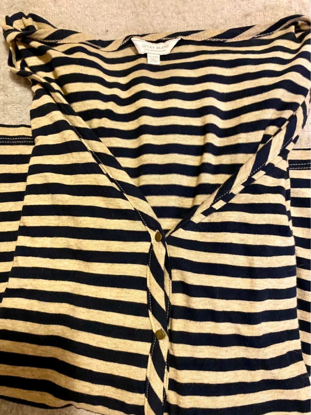 Lucky Brand Striped Long Sleeve Top - Size Medium