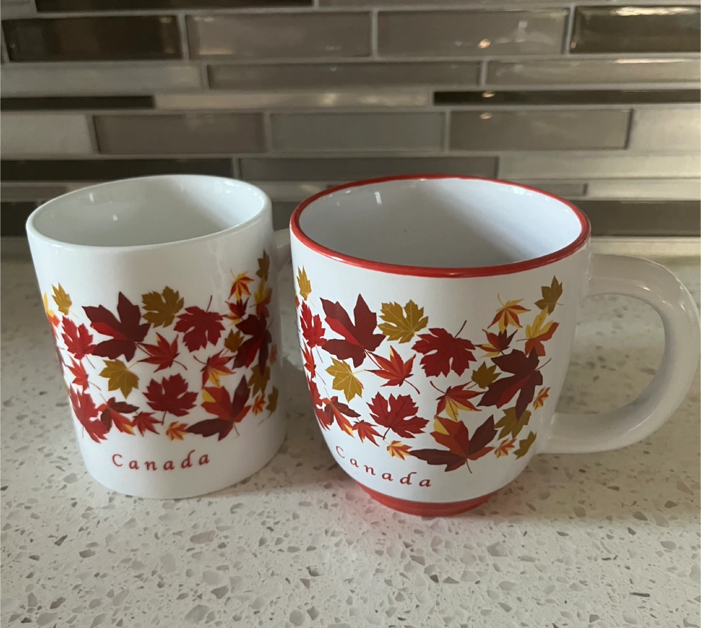Set of 2 Magenta Canada Maple Leaf Mugs