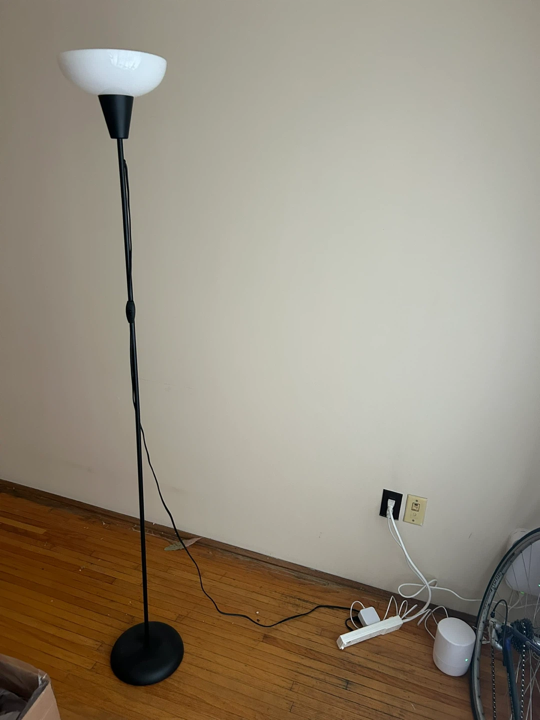 Black Floor Lamp with White Shade