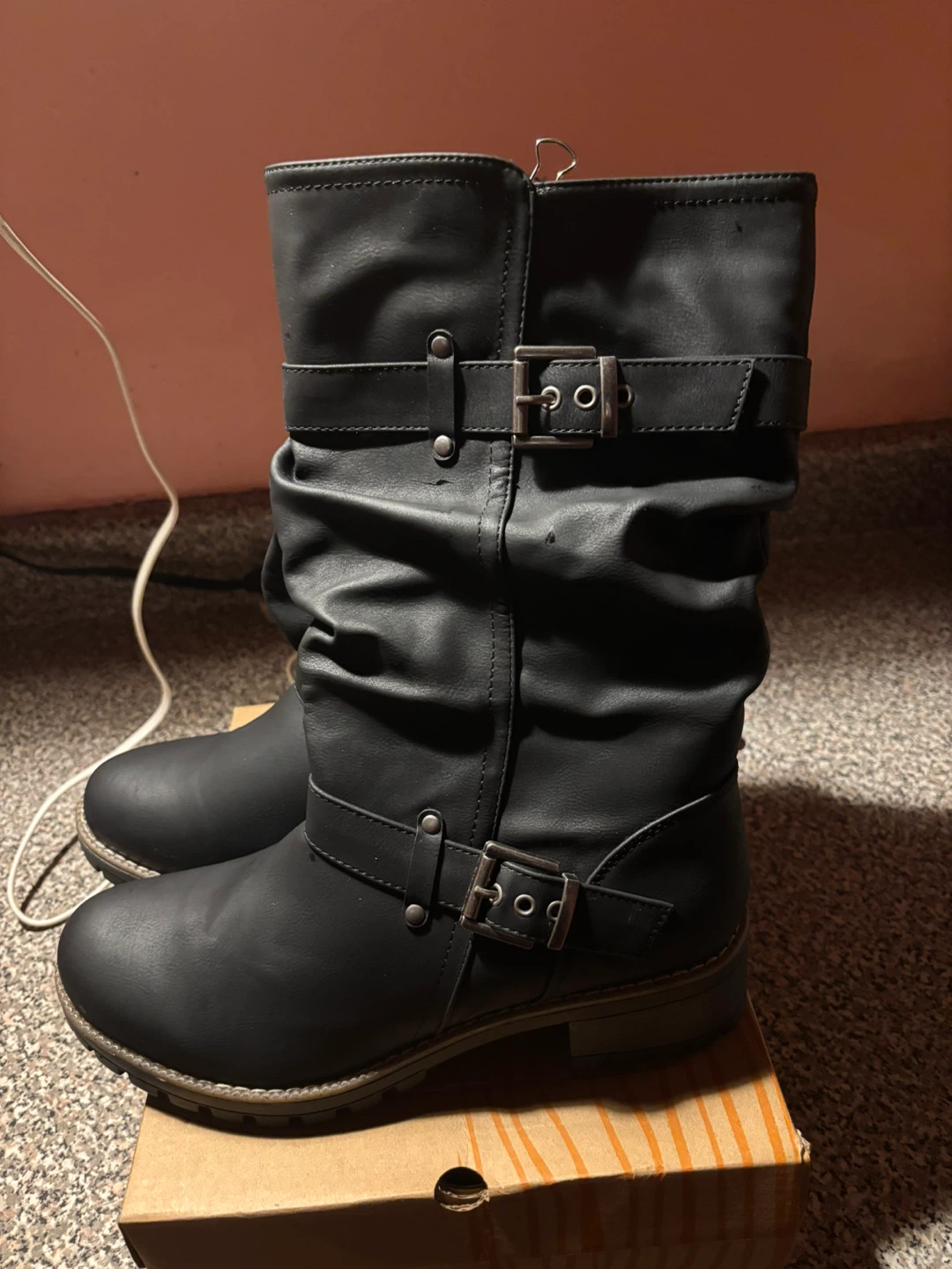 Black Buckled Slouch Boots