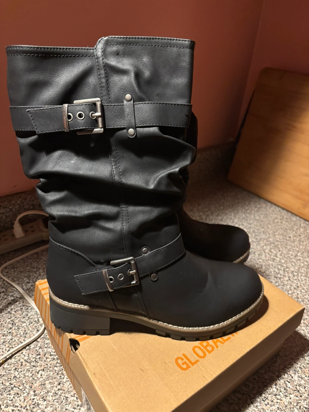 Black Buckled Slouch Boots - photo 3