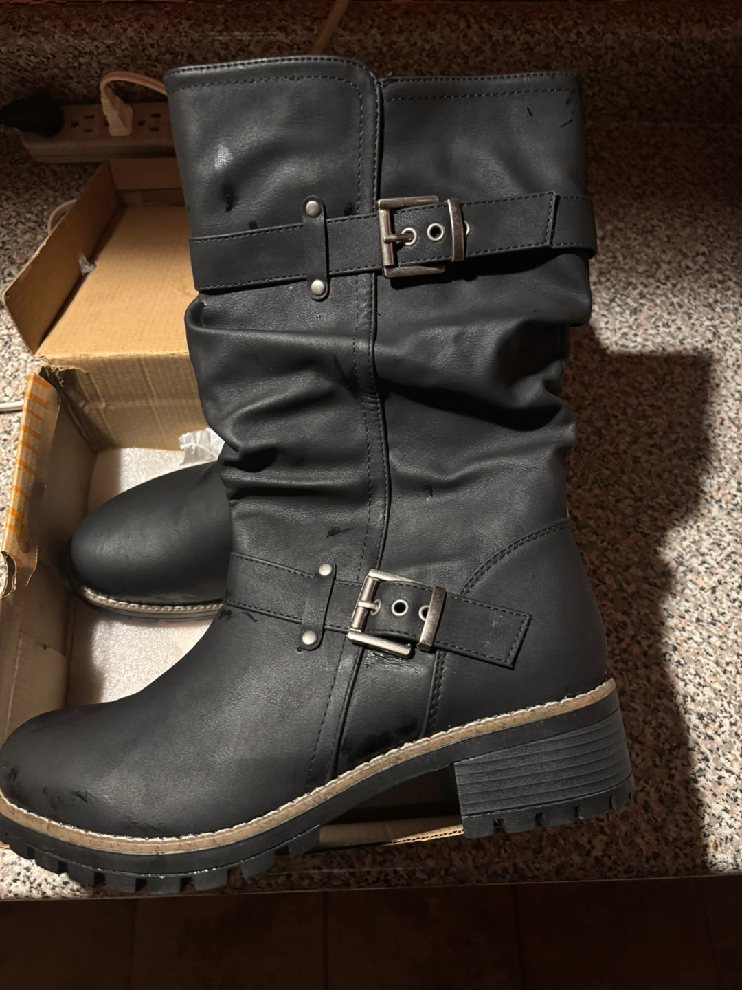 Black Buckled Slouch Boots - photo 5
