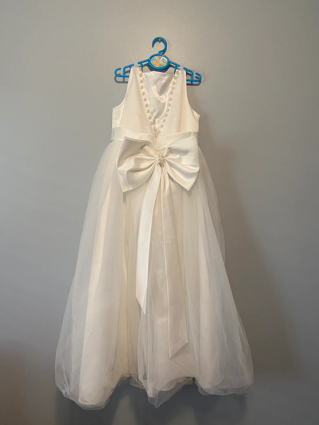 Girls White Tulle Flower Girl Dress with Bow - photo 2