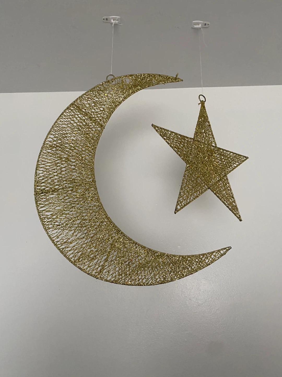 Hanging Gold Moon and Star Decor
