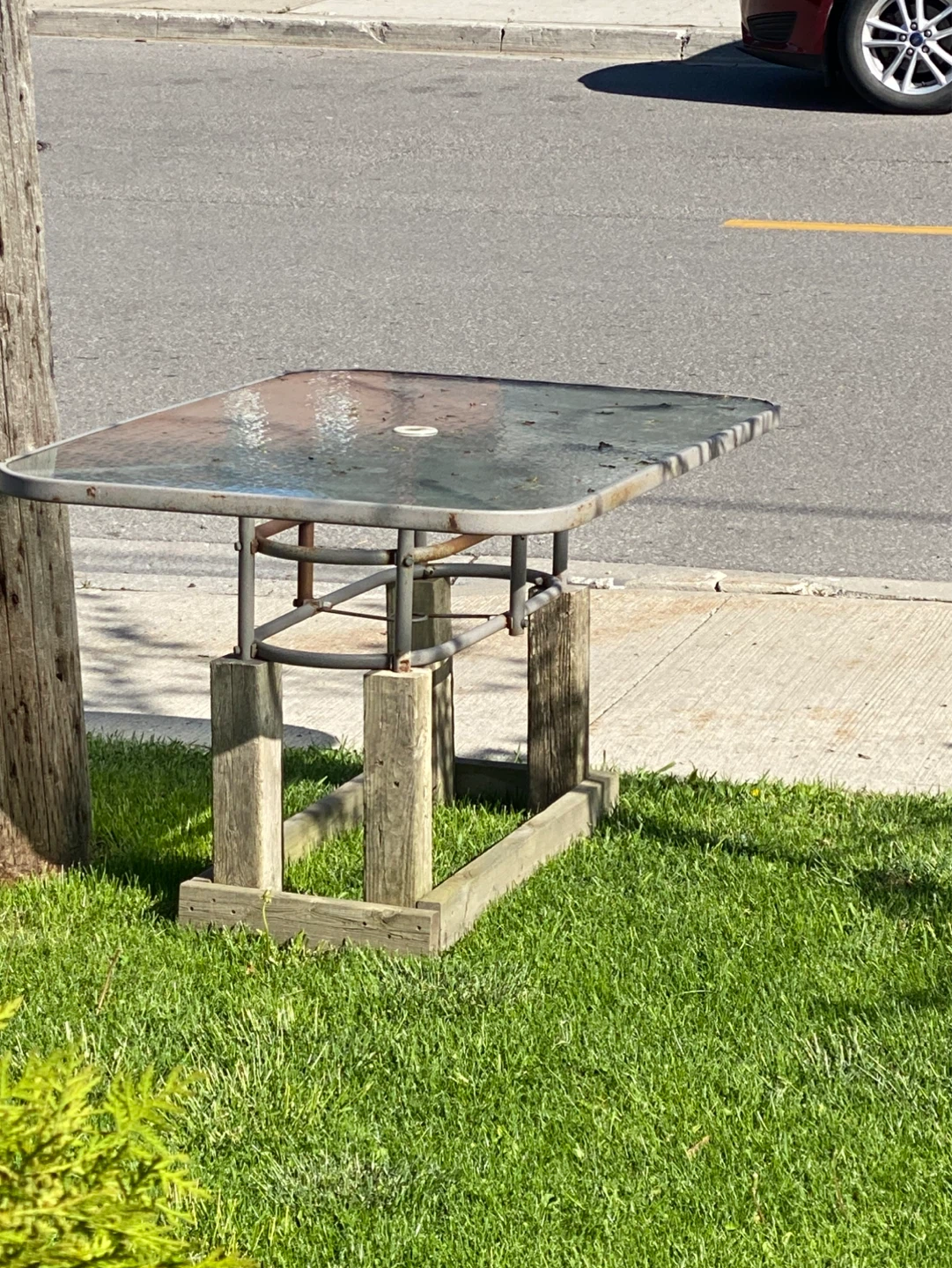 Glass Top Outdoor Table
