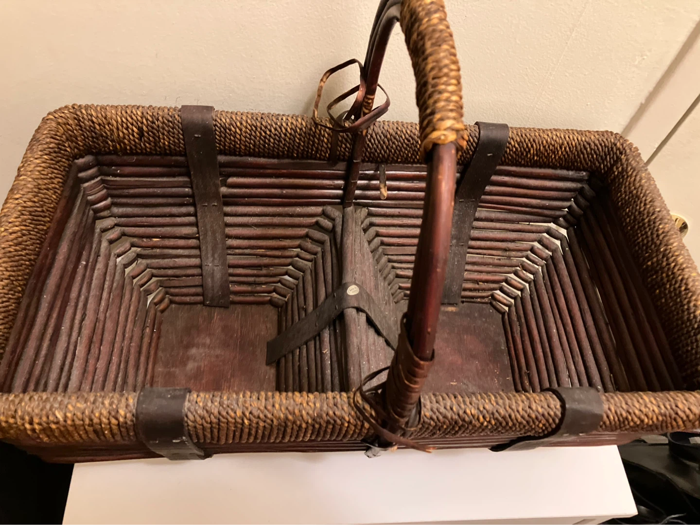 Vintage Wicker Double Basket with Handle - photo 2