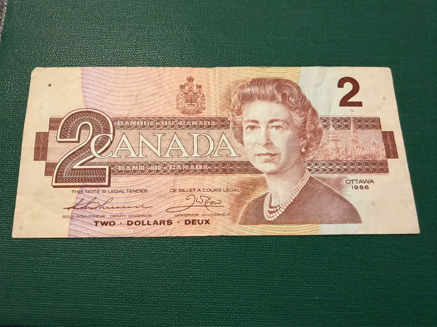 $2 Canadian Bank Note 1986