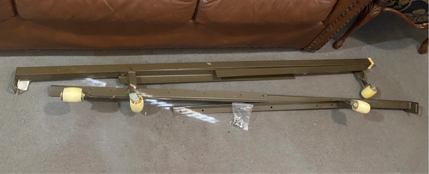 Adjustable Metal Bed Frame with Wheels and Hardware