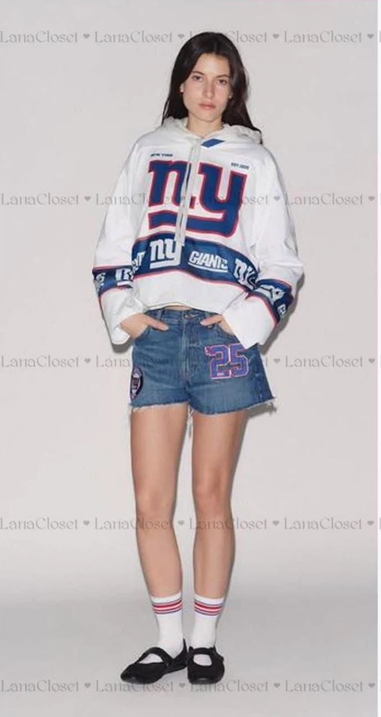 NWT ZARA Zara NY Giants Denim Shorts SIZE 6 - photo 2
