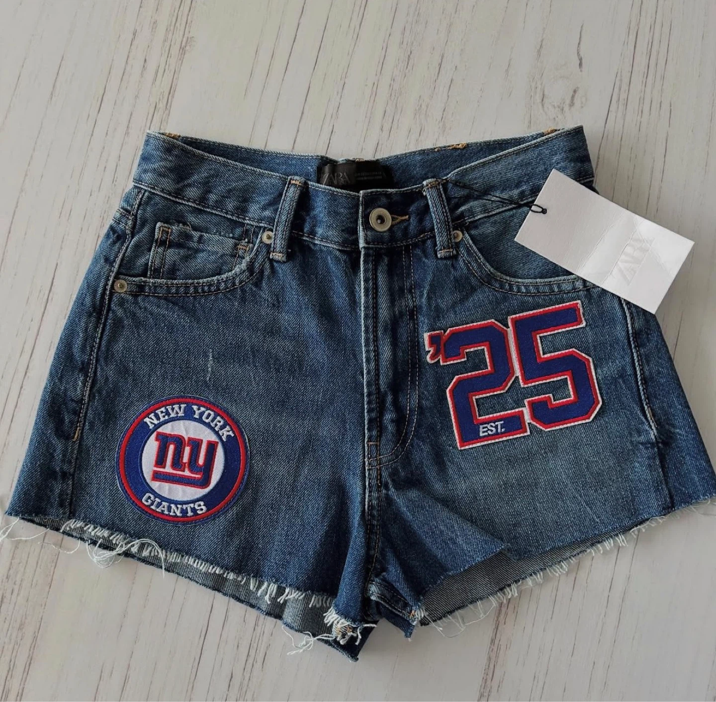 NWT ZARA Zara NY Giants Denim Shorts SIZE 6 - photo 5