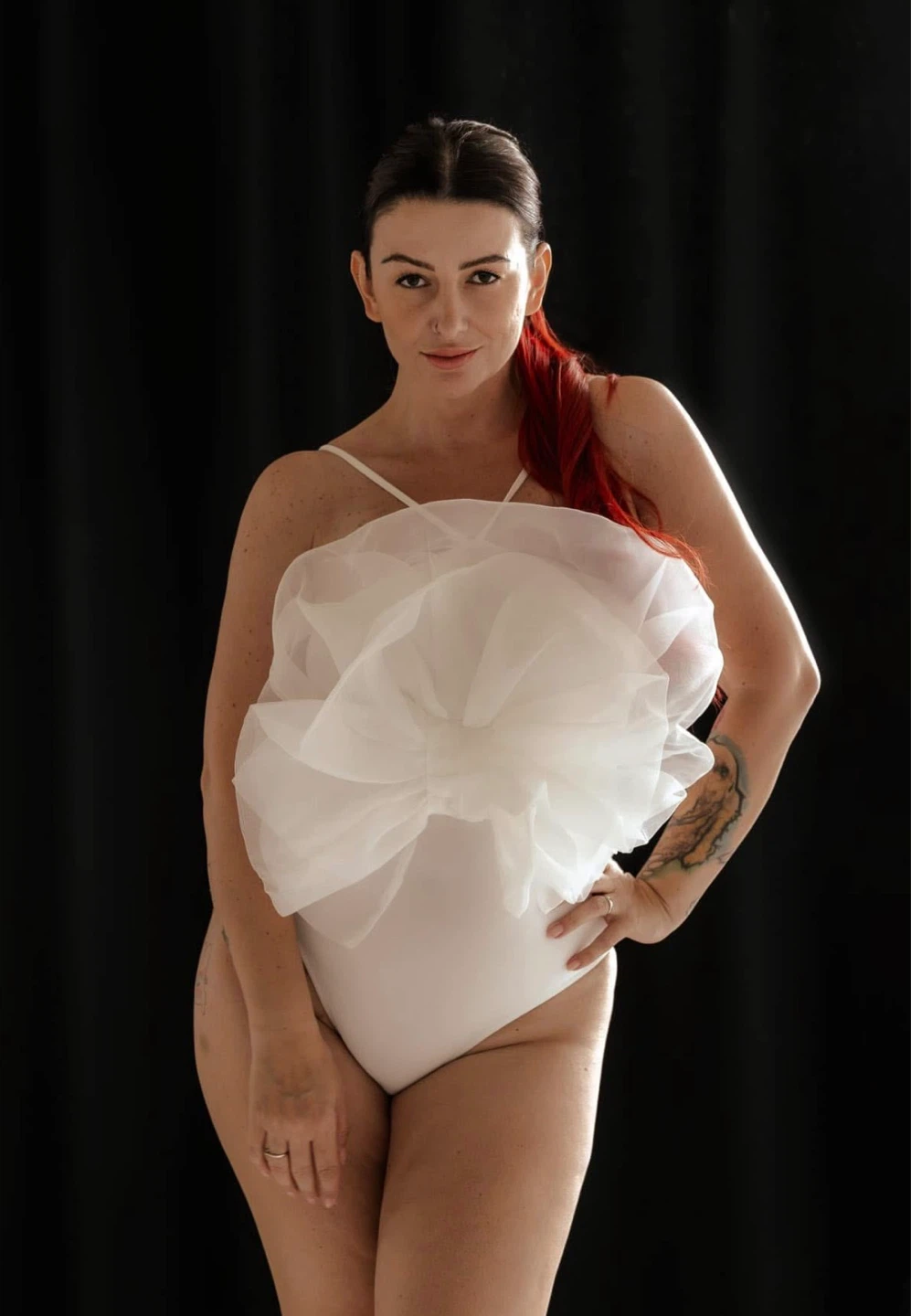 NWT ZARA LIMITED EDITIO. White Bodysuit with Tulle Overlay