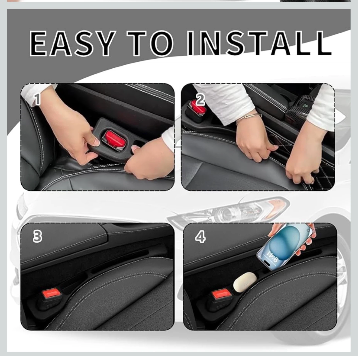 Car Seat Gap Organizer - Black, 2 Pieces - photo 5
