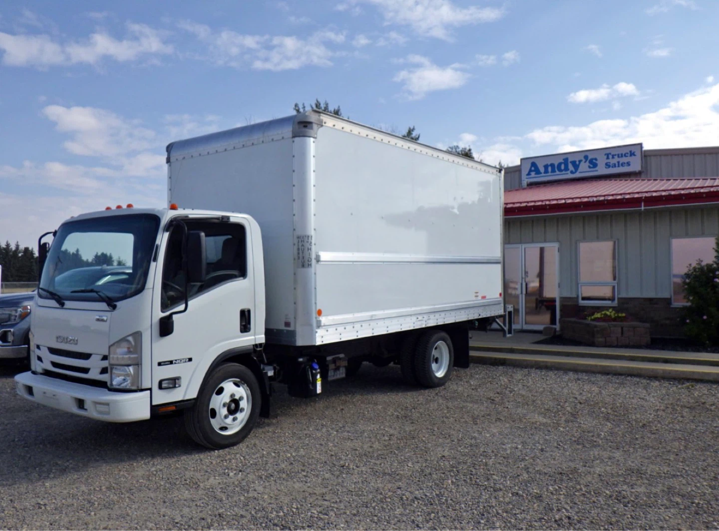 White Isuzu Box Truck