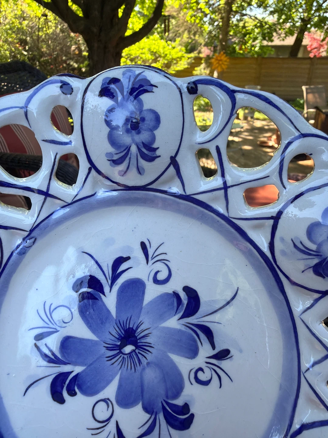 Hand painted Blue and White Floral Plate - photo 5