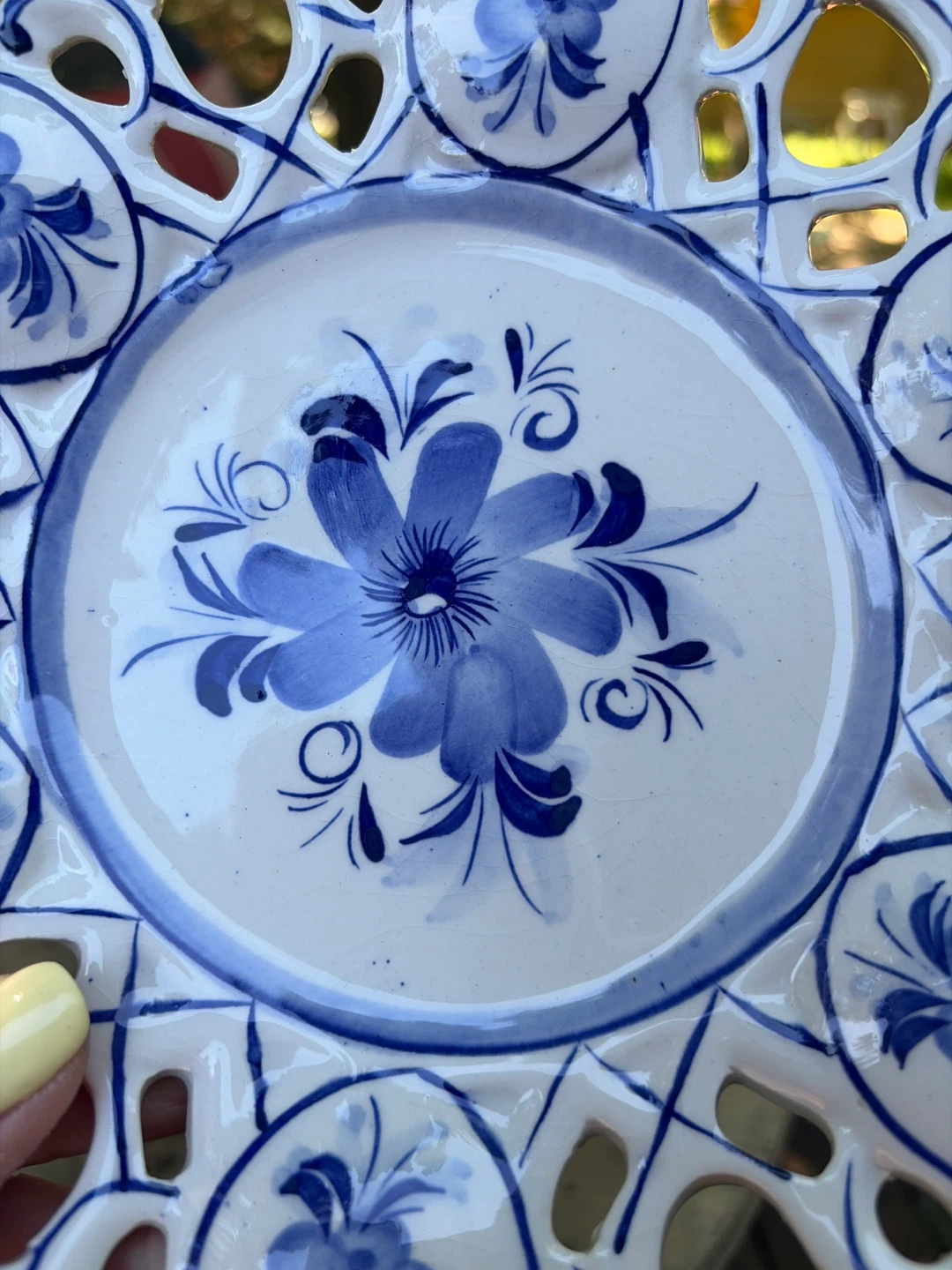 Hand painted Blue and White Floral Plate - photo 4