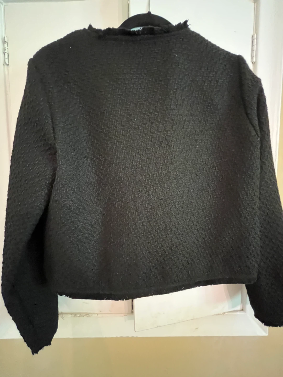 Black Textured Cropped Jacket with Gold Buttons - photo 3