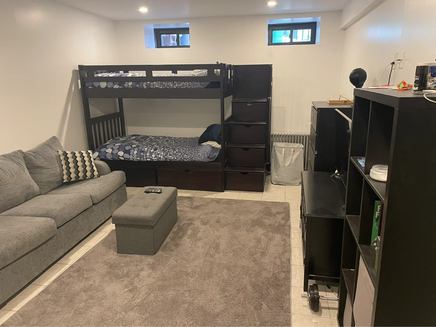 Dark Wood Twin Bunk Bed with Drawers - photo 3