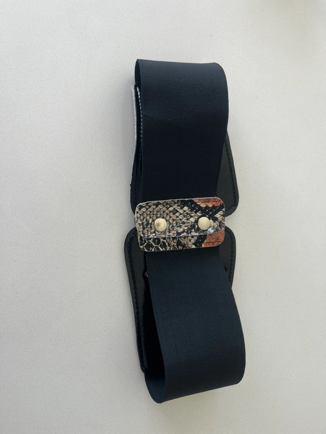 Women's Snake Print Elastic Belt with Buckles - photo 2