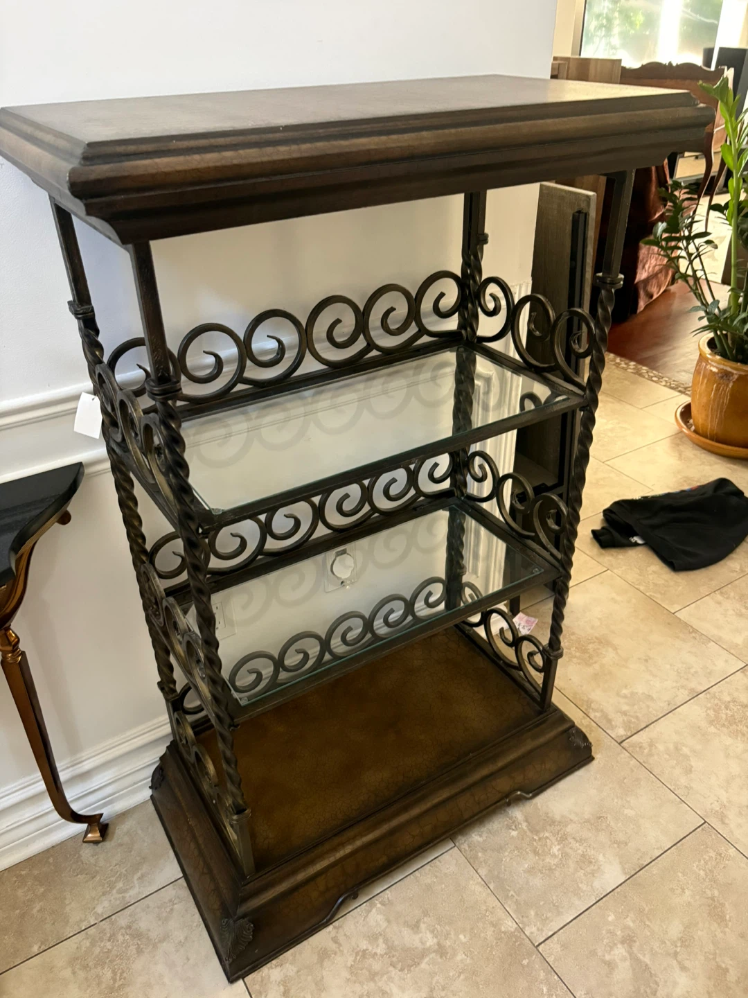 New Ornate Metal and Glass Display Shelf - photo 2